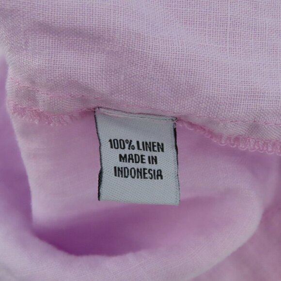 Island Importer Womens Large Purple Long Roll Tab Sleeves Linen Tunic Shirt Top - Picture 9 of 12